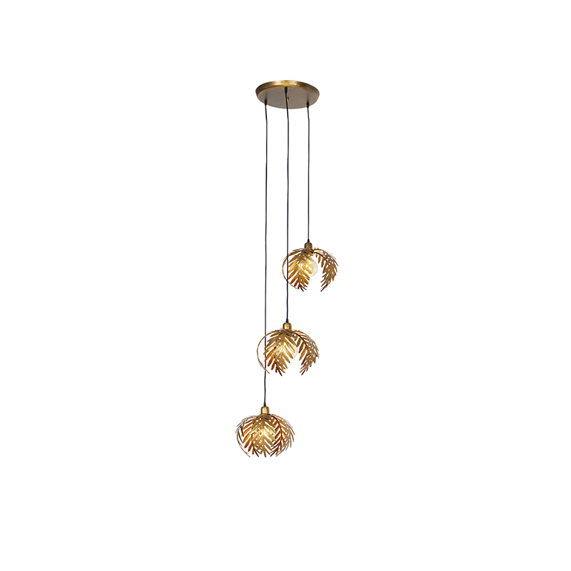 Vintage hanglamp goud 3-lichts rond - Botanica