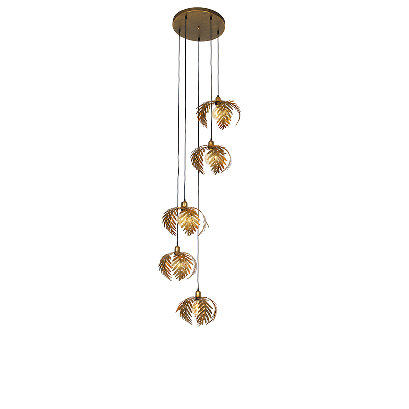 Vintage hanglamp goud 5-lichts - Botanica