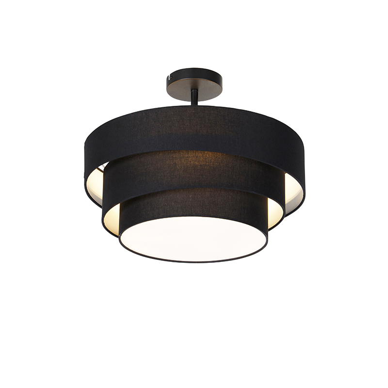 Moderne plafondlamp zwart 45 cm 3-lichts - Drum Trio