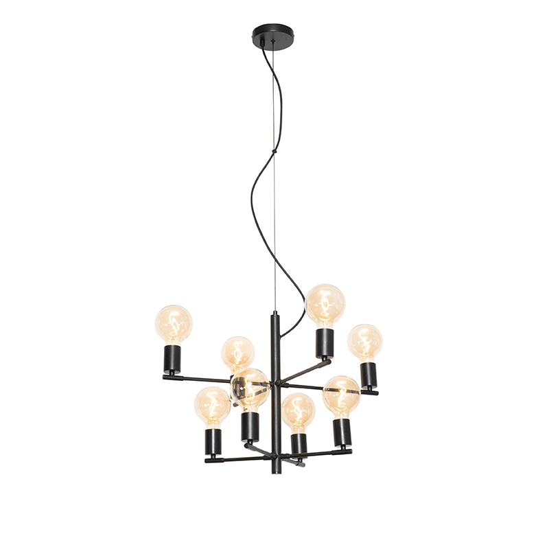 Moderne hanglamp zwart 8-lichts - Osprey