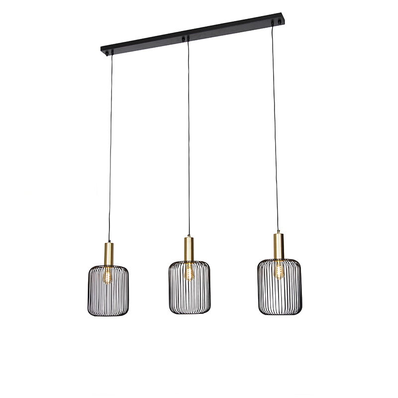 Design hanglamp zwart met goud 3-lichts - Mayelle