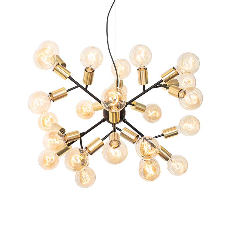 Moderne hanglamp zwart met goud 24-lichts - Juul