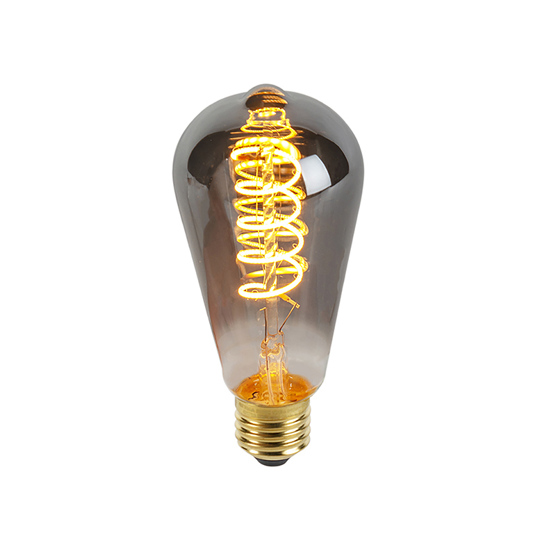 E27 dimbare LED gedraaid filament lamp smoke ST64 4W 136 lm 1800K