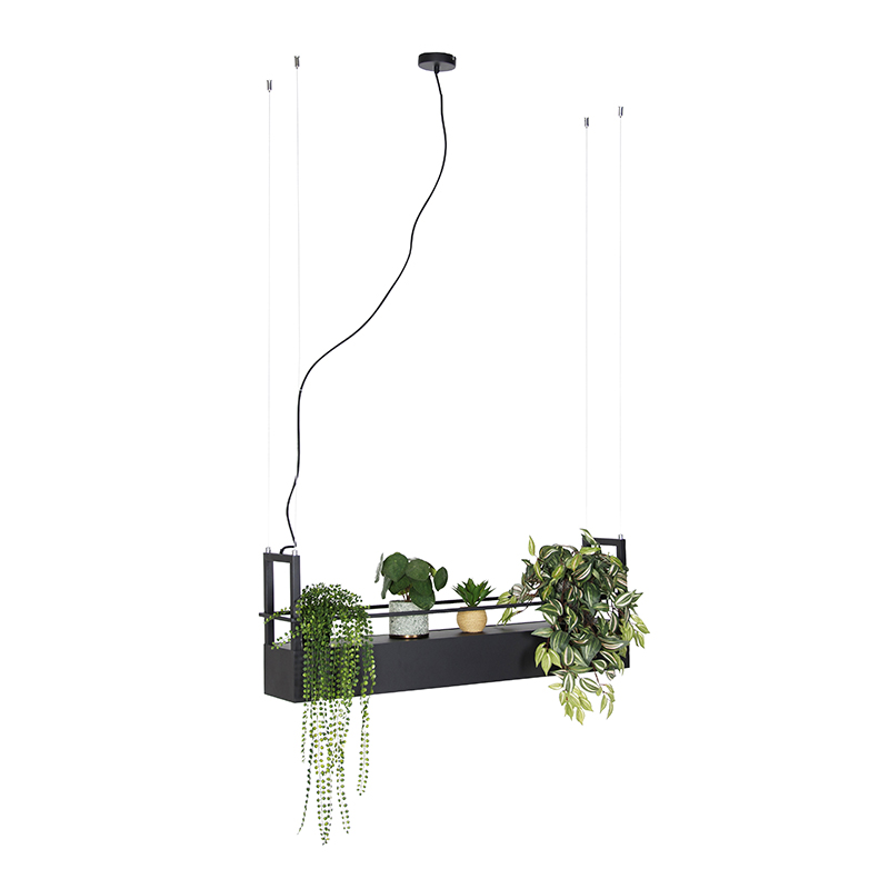 Industriële hanglamp zwart met rek 4-lichts GU10 - Cage Rack