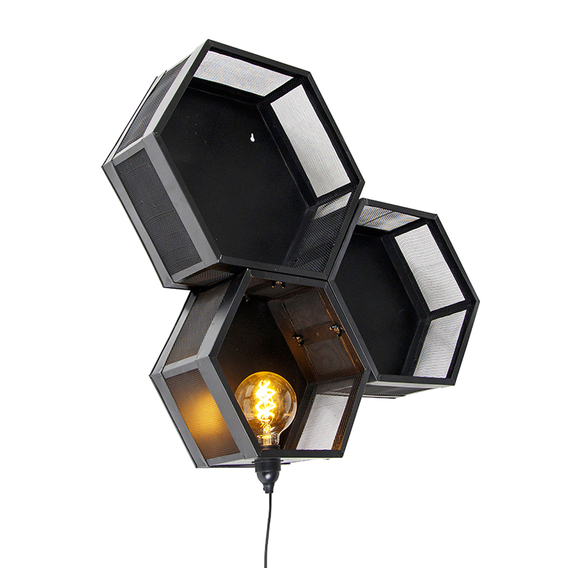 Industriële wandlamp zwart - Comb gaze