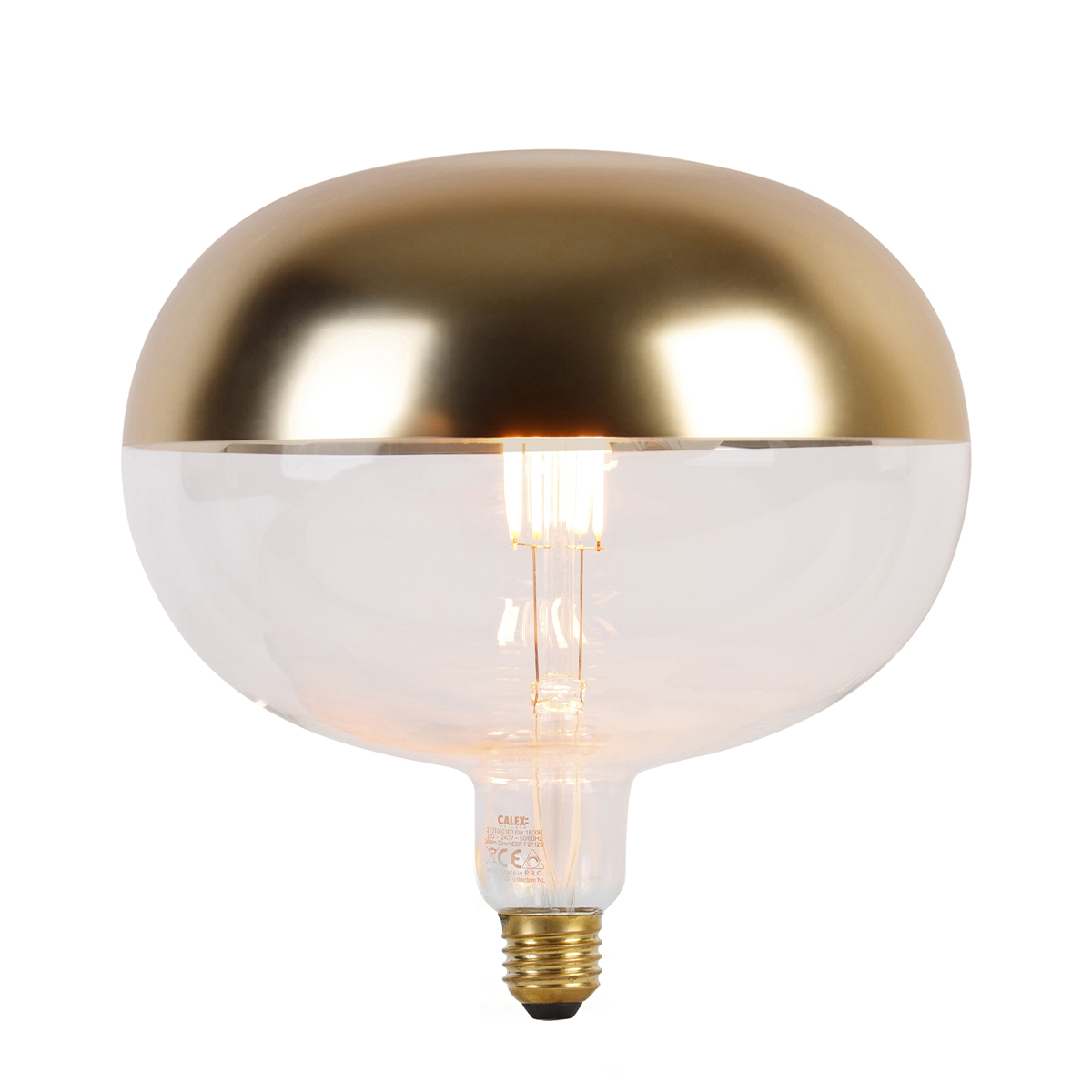 E27 dimbare LED lamp boden kopspiegel goud 6W 360 lm 1800K