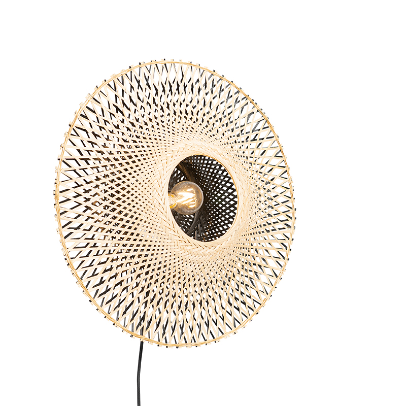 Oosterse wandlamp rotan 50 cm met stekker - Rina