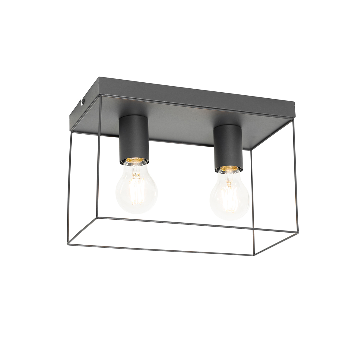 Minimalistische plafondlamp zwart 2-lichts - Kodi