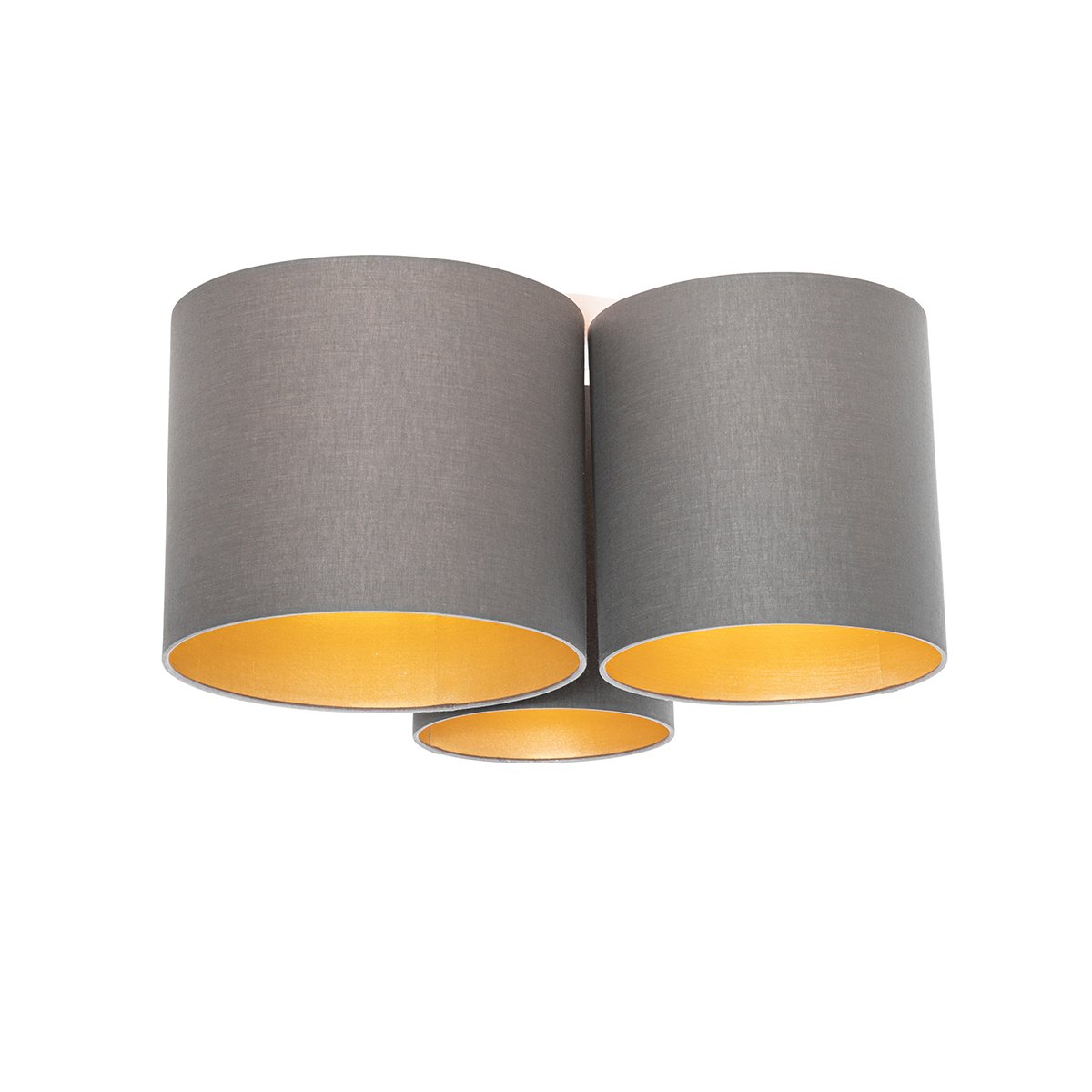 Plafondlamp taupe met gouden binnenkant 3-lichts - Multidrum