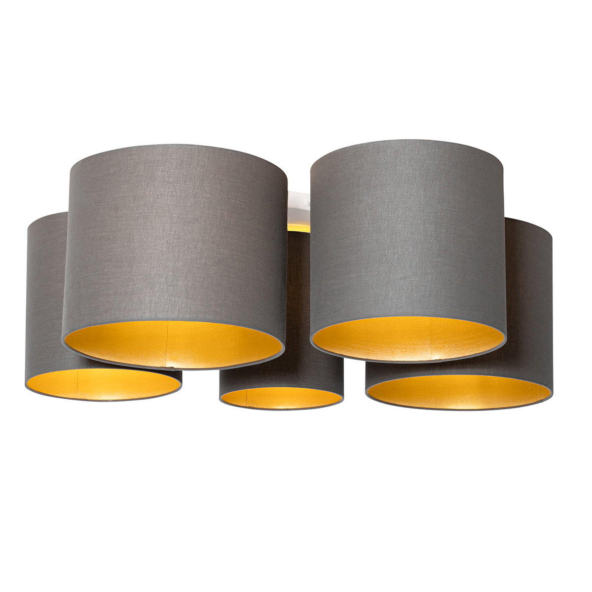 Plafondlamp taupe met gouden binnenkant 5-lichts - Multidrum