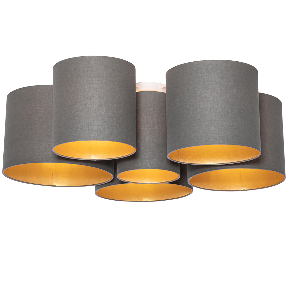 Plafondlamp taupe met gouden binnenkant 6-lichts - Multidrum