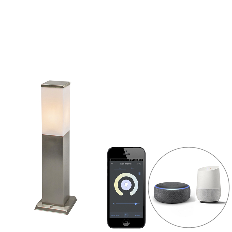 Smart buitenlamp 45 cm staal incl. Wifi P45 - Malios