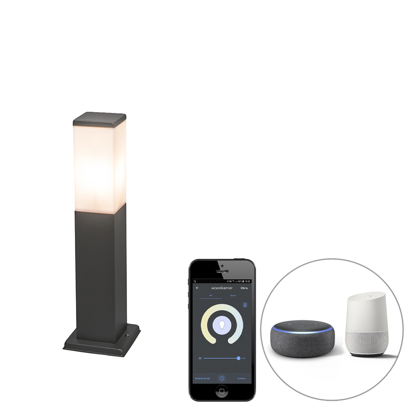 Smart buitenlamp paal donkergrijs 45 cm incl. Wifi P45 - Malios