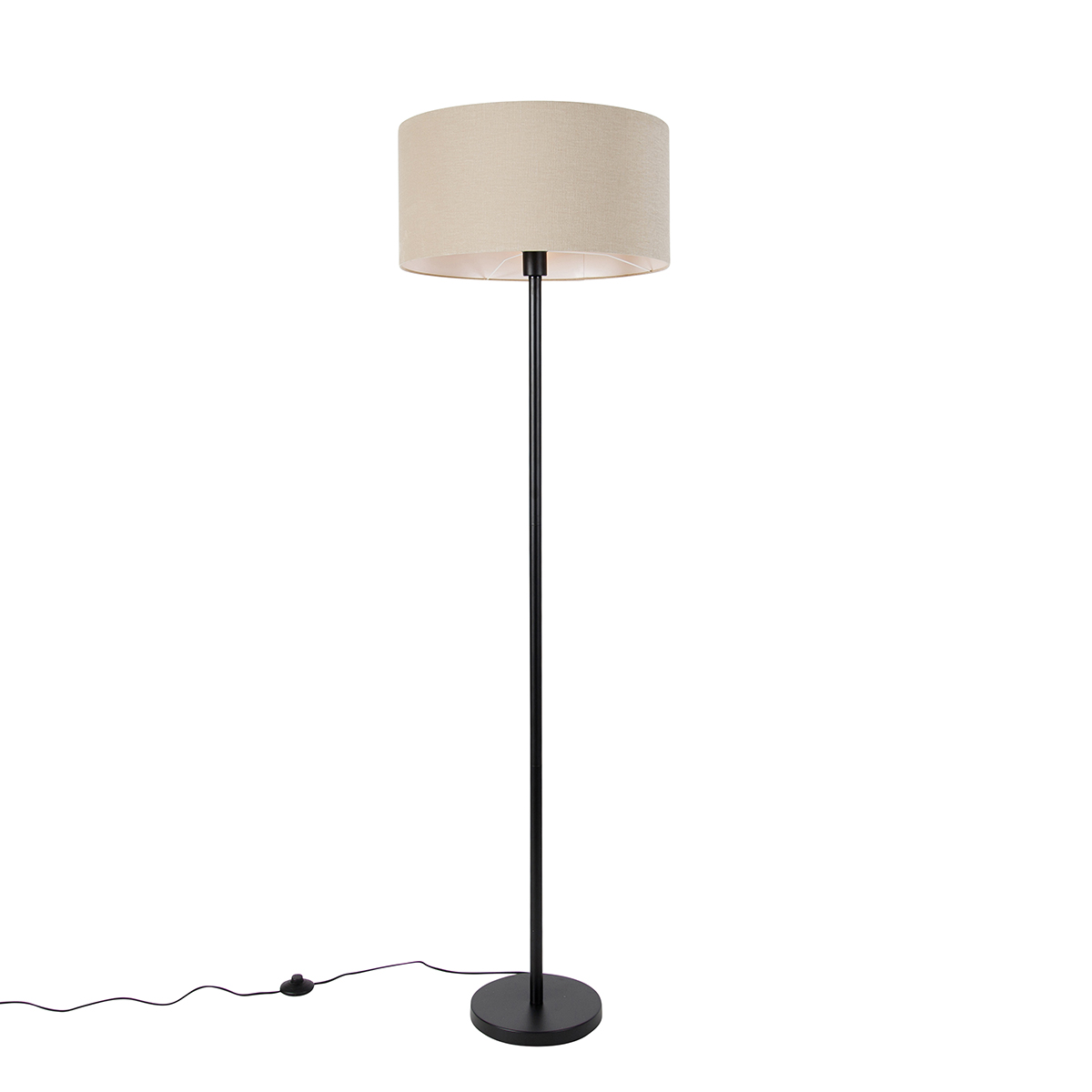 Vloerlamp zwart met kap licht bruin 50 cm - Simplo