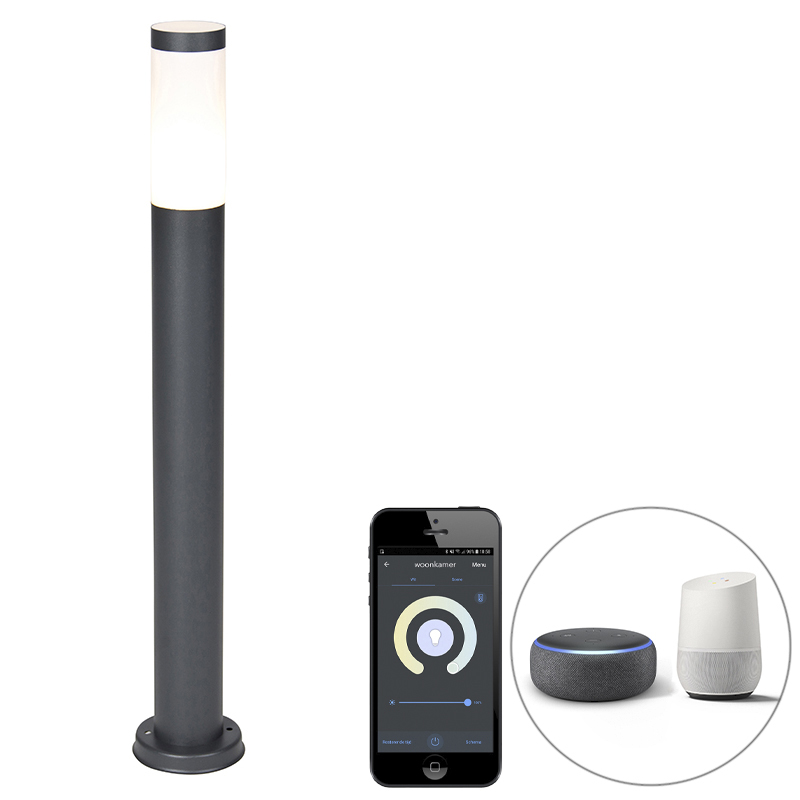 Smart buitenlamp paal antraciet 80 cm incl. Wifi P45 - Rox