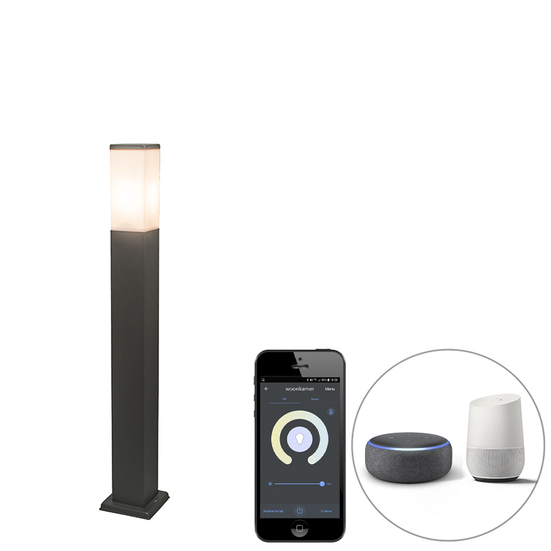 Smart buitenlamp paal donkergrijs 80 cm incl. Wifi P45 - Malios