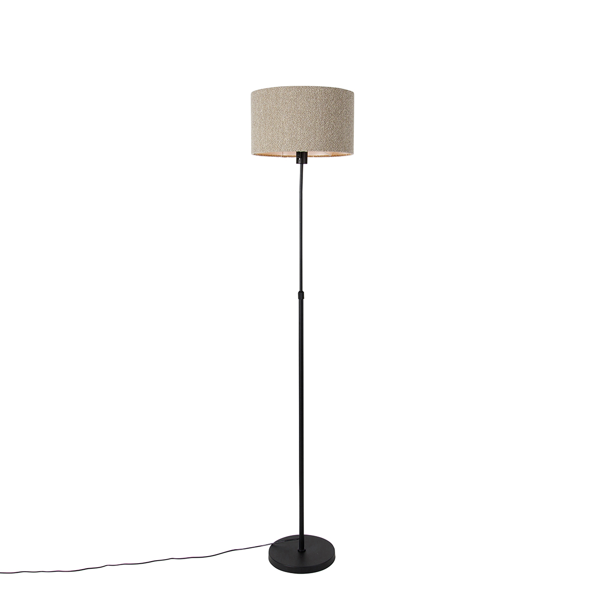 Vloerlamp zwart verstelbaar met boucle kap taupe 35 cm - Parte