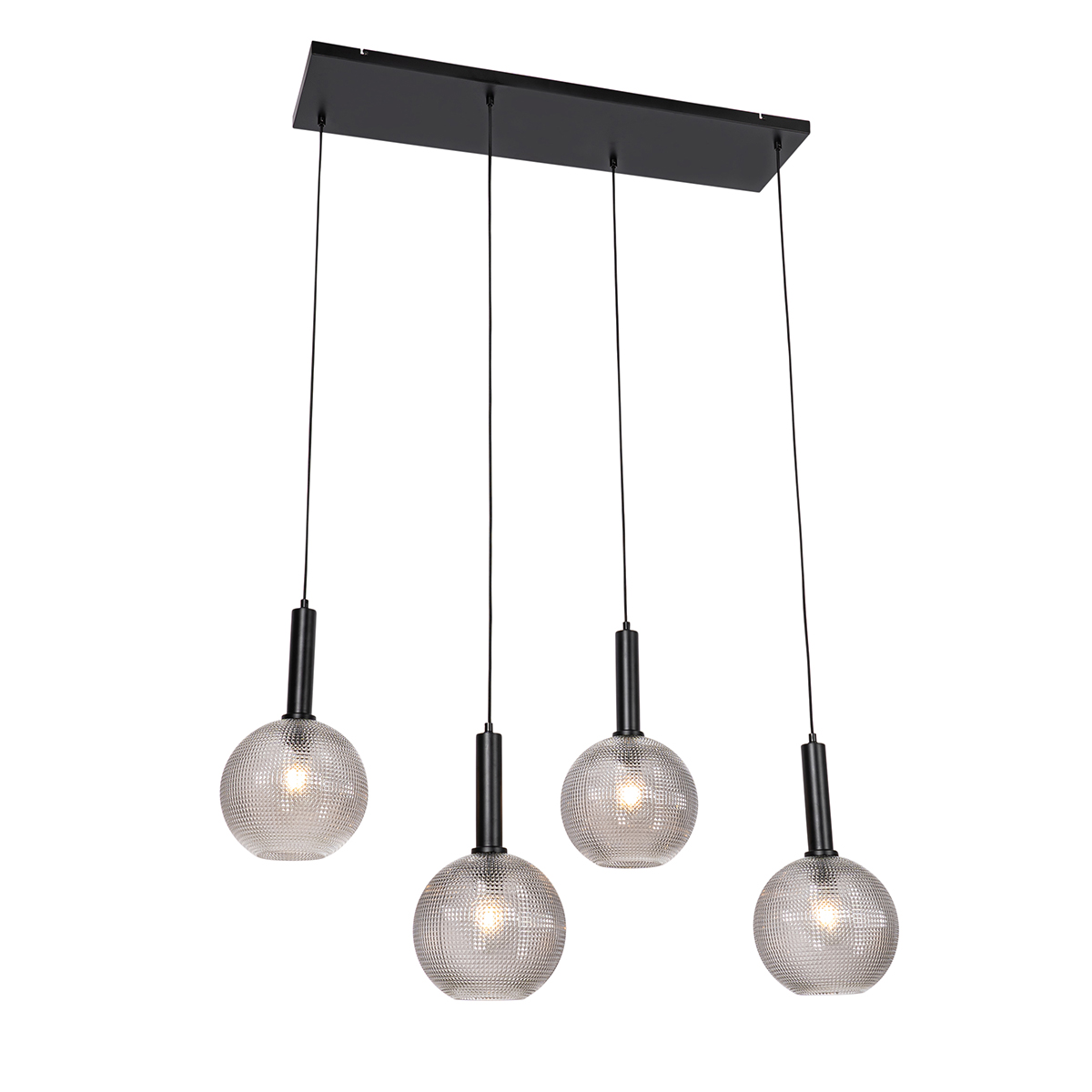 Design hanglamp zwart met smoke glas 4-lichts - Chico