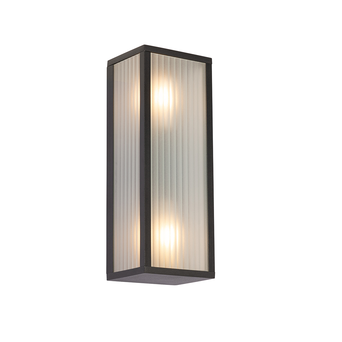 Buiten wandlamp zwart met ribbel glas 2-lichts IP44 - Charlois