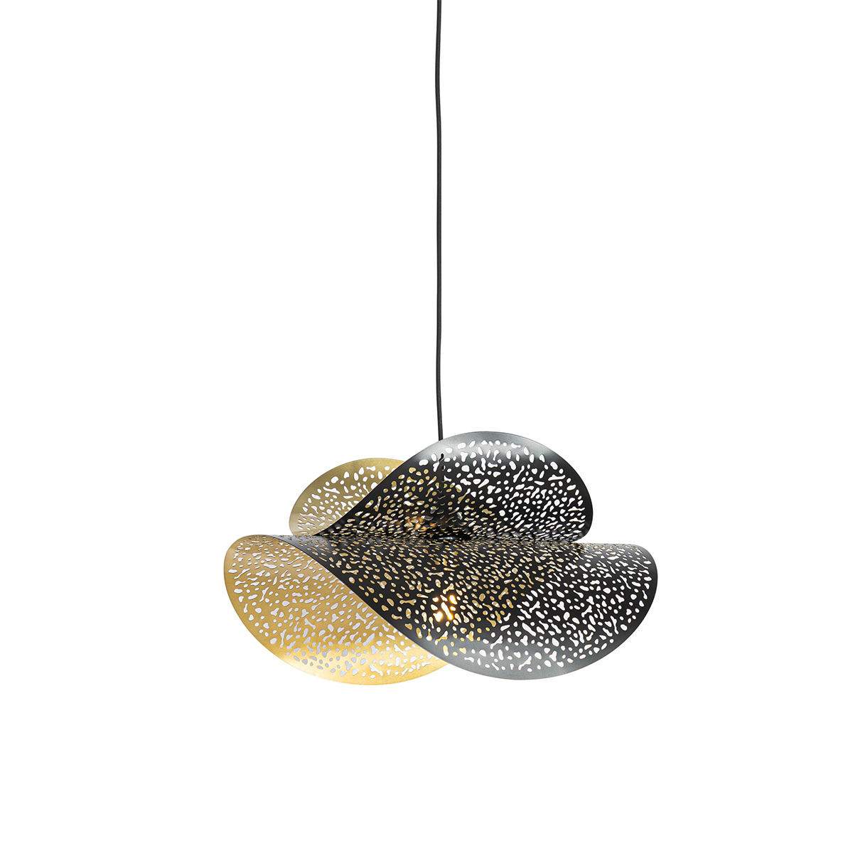 Industriële hanglamp zwart met goud 28 cm - Japke