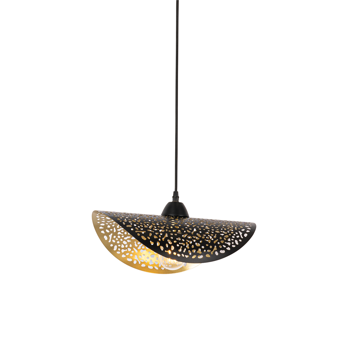 Industriële hanglamp zwart met goud 35 cm - Japke