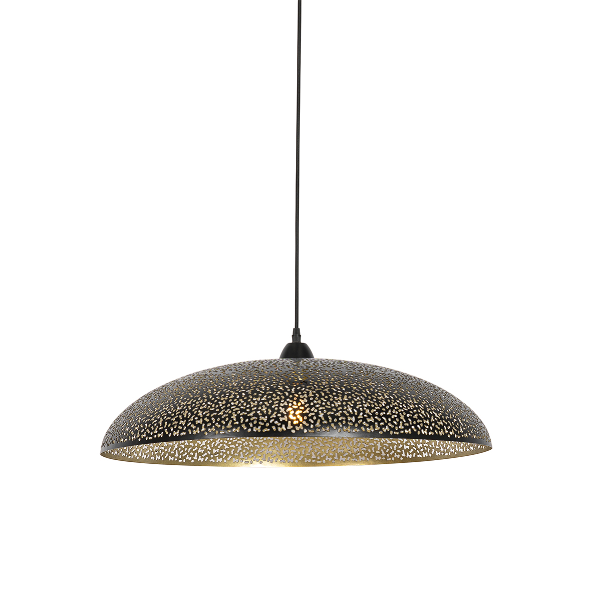 Industriële hanglamp zwart met goud 60 cm - Japke