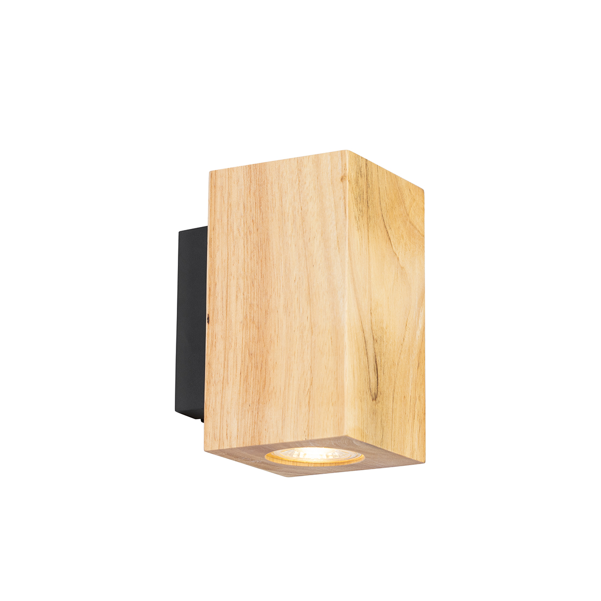 Landelijke wandlamp hout vierkant - Sandy