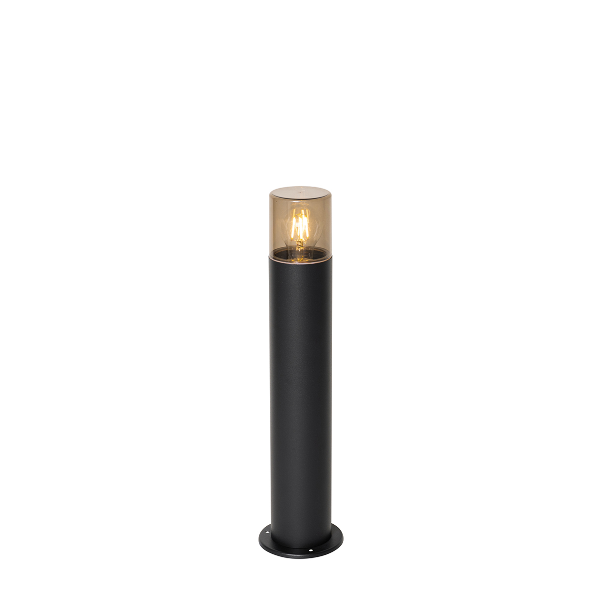 Staande buitenlamp zwart met smoke kap 50 cm - Odense