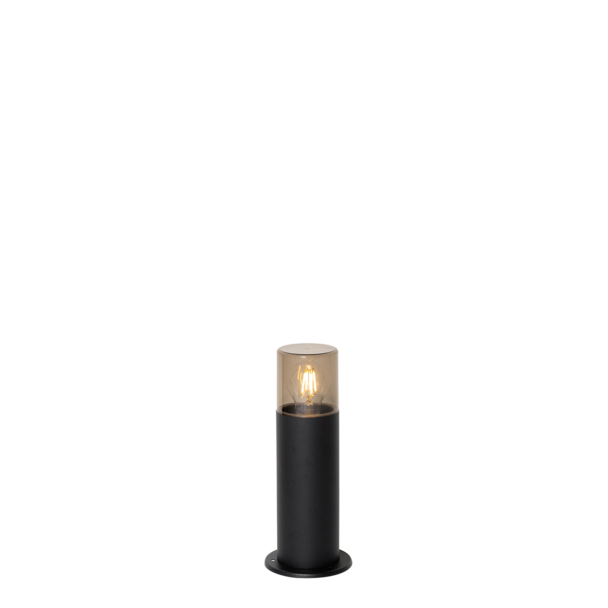 Staande buitenlamp zwart met smoke kap wit 30 cm IP44 - Odense