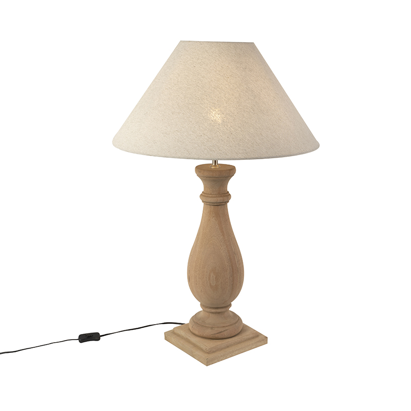 Venkovská stolní lampa s plátěným odstínem béžová 55 cm - Lopuch