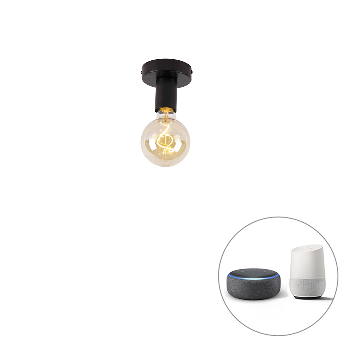 Smart plafondlamp zwart incl. Wifi G95 - Facile