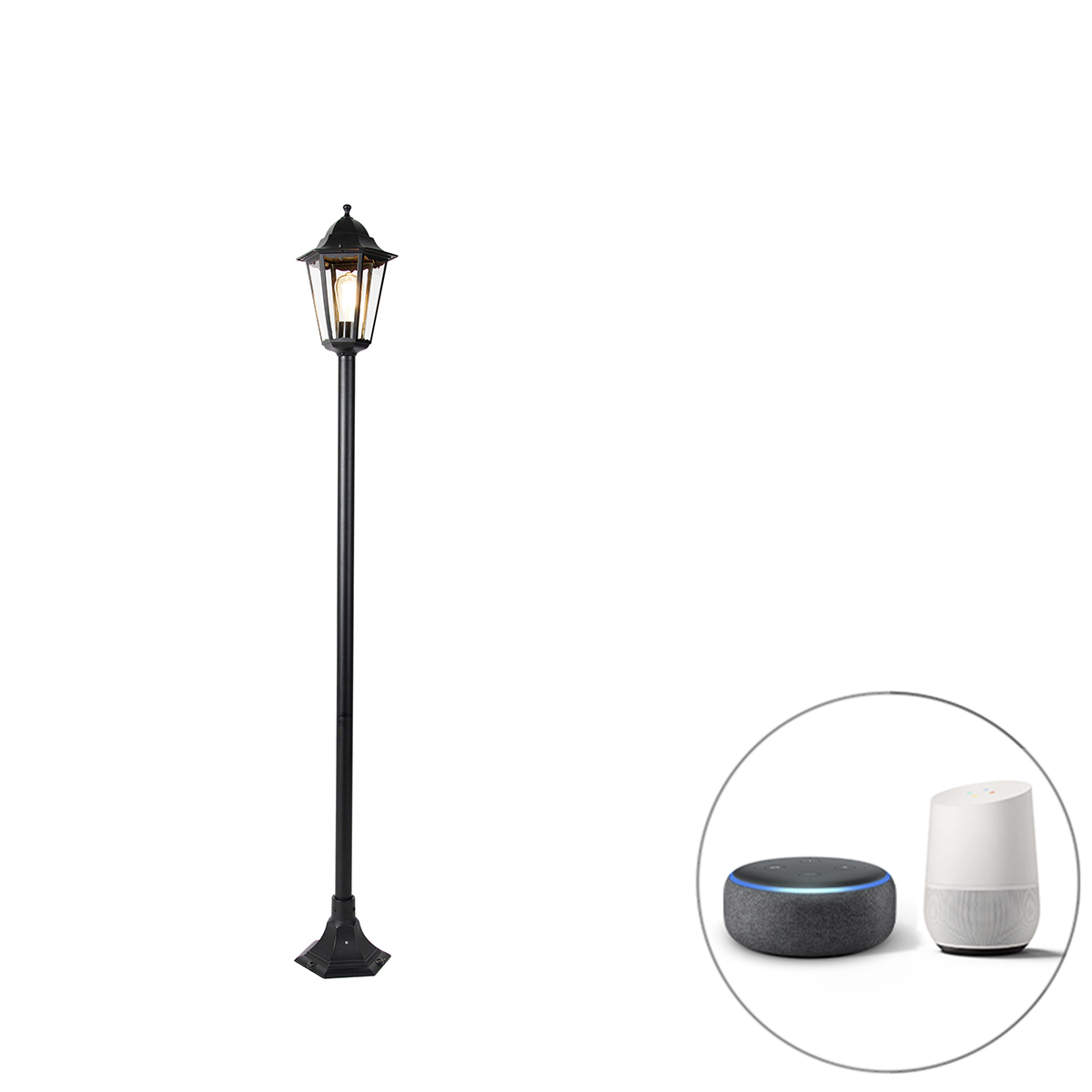 Chytrá stojací venkovní lampa černá 170 cm včetně WiFi ST64 - New Orleans