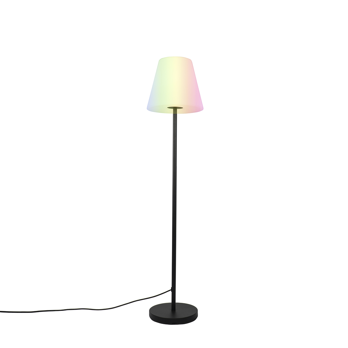 Smart vloerlamp zwart met witte kap 35 cm IP65 incl. LED - Virginia