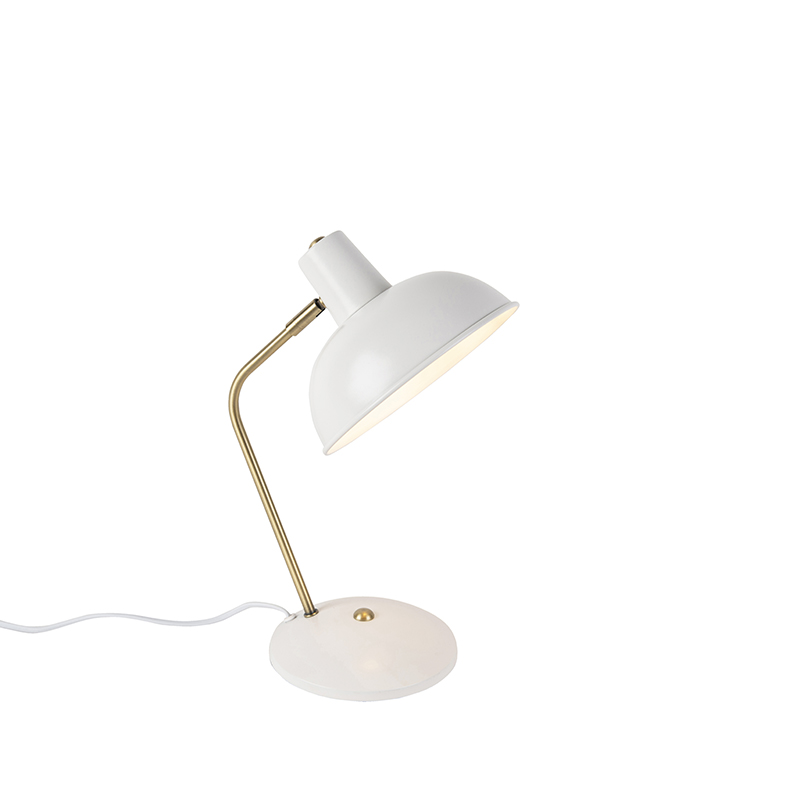 Retro stolní lampa bílá s bronzem - Milou