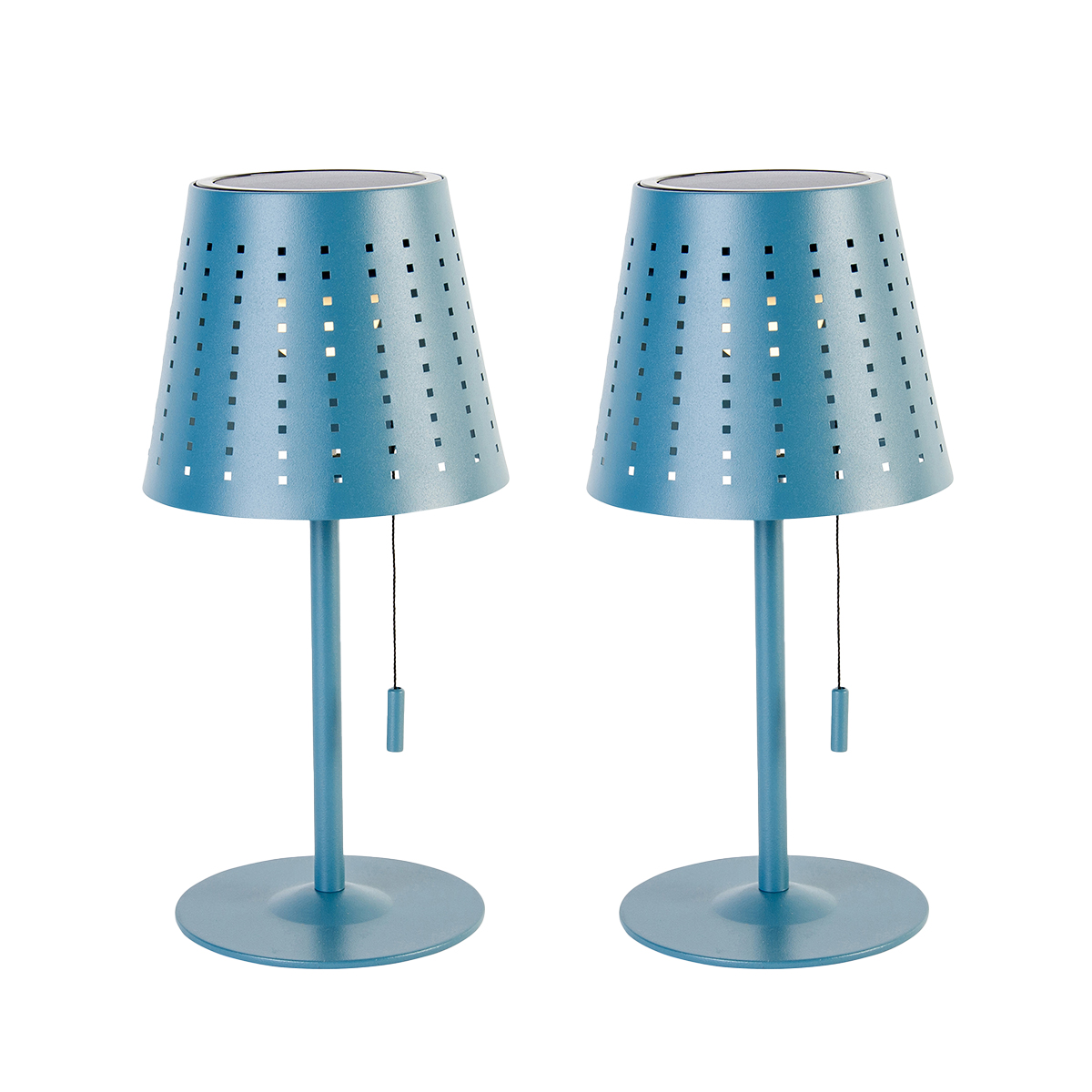 Set van 2 tafellampen blauw incl. LED 3-staps dimbaar oplaadbaar en solar - Ferre