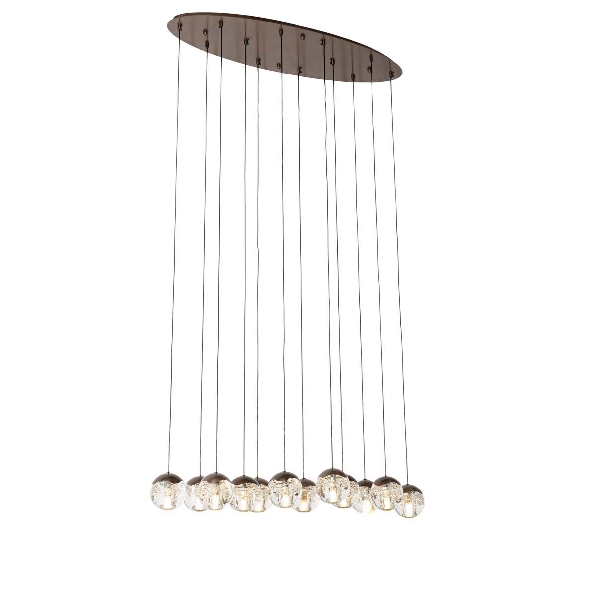 Design hanglamp donker brons met helder glas 12-lichts - Inge