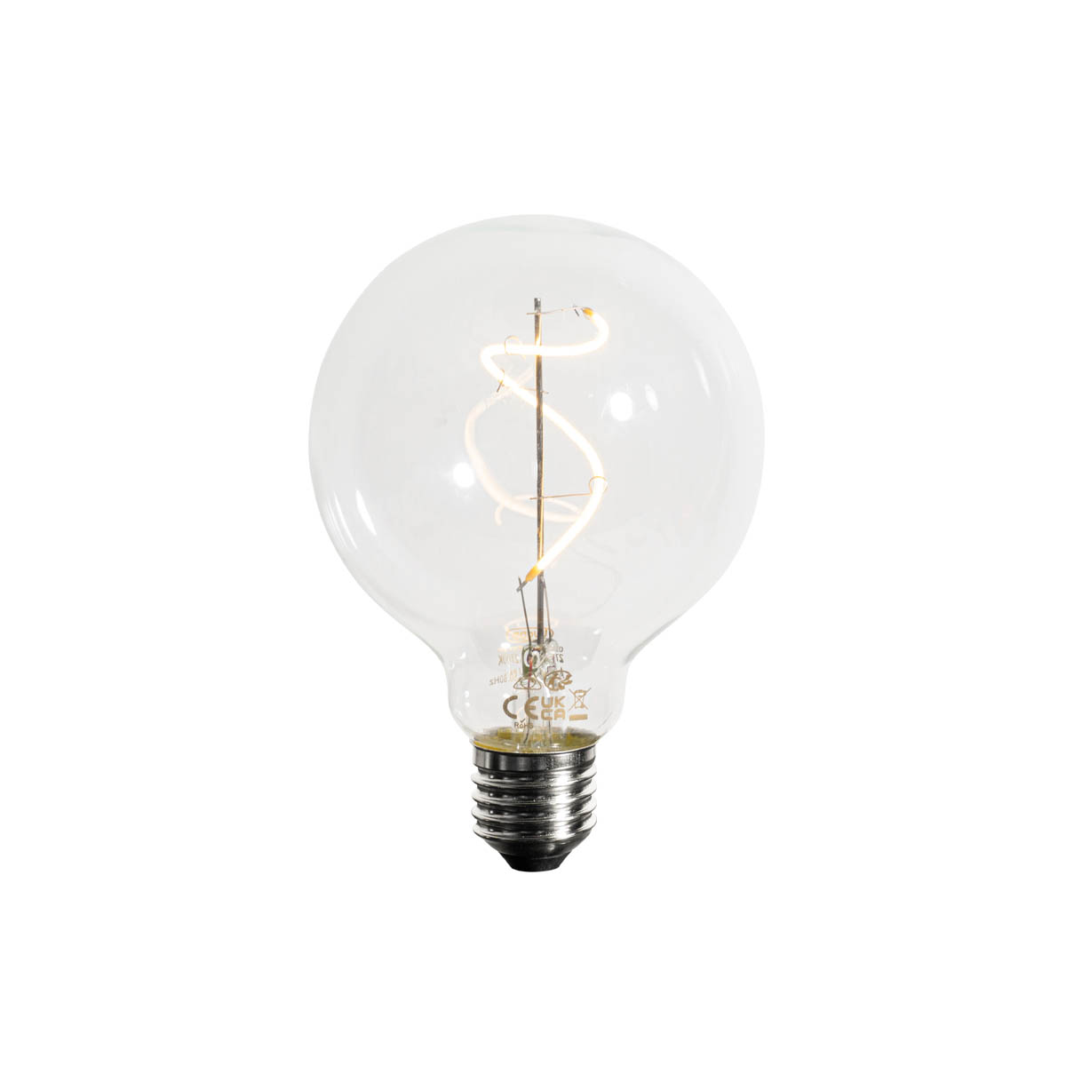 E27 dimbare LED spiraal filament G95 4W 270 lm 2700K