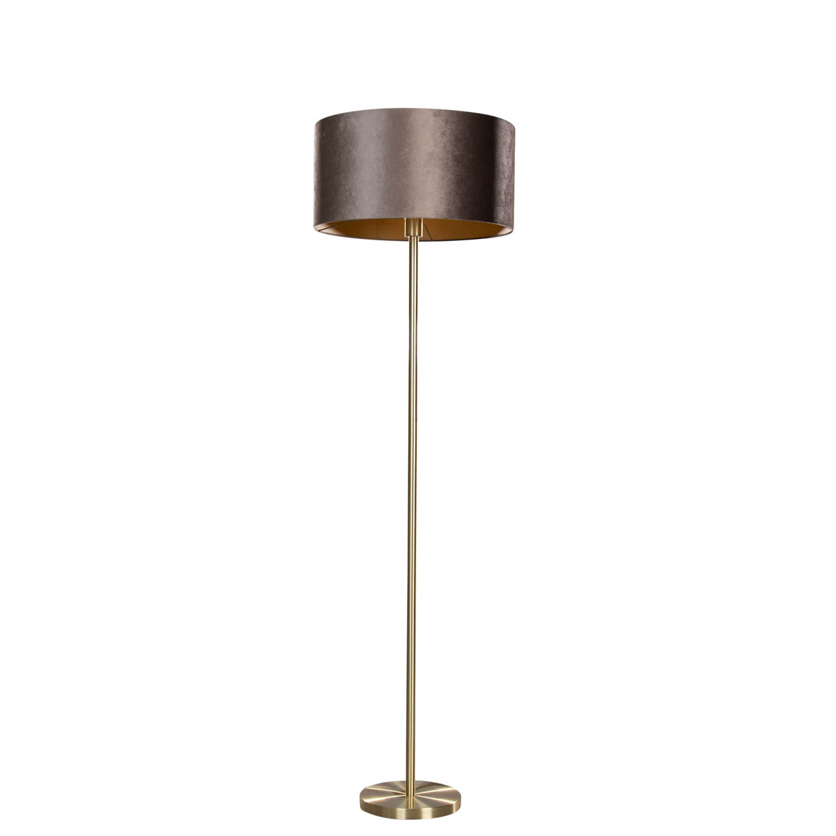 Vloerlamp messing met velours kap bruin 40cm - Simplo