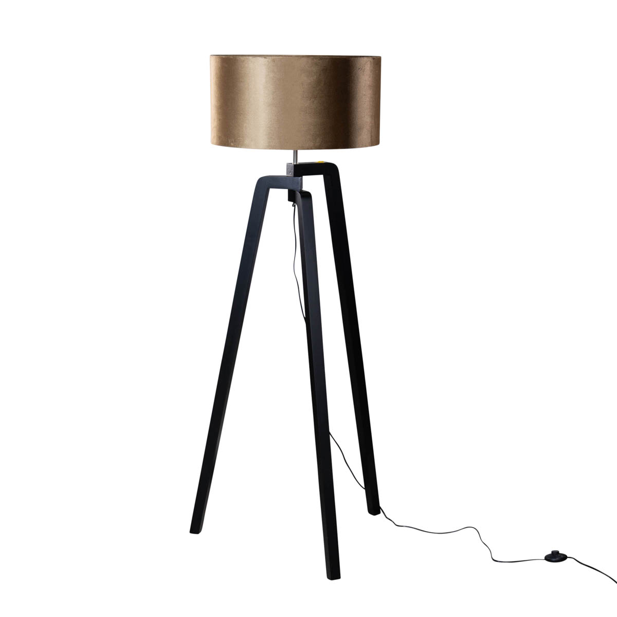 Stojací lampa černá ssametovým stínidlem bronz 50 cm - Puros